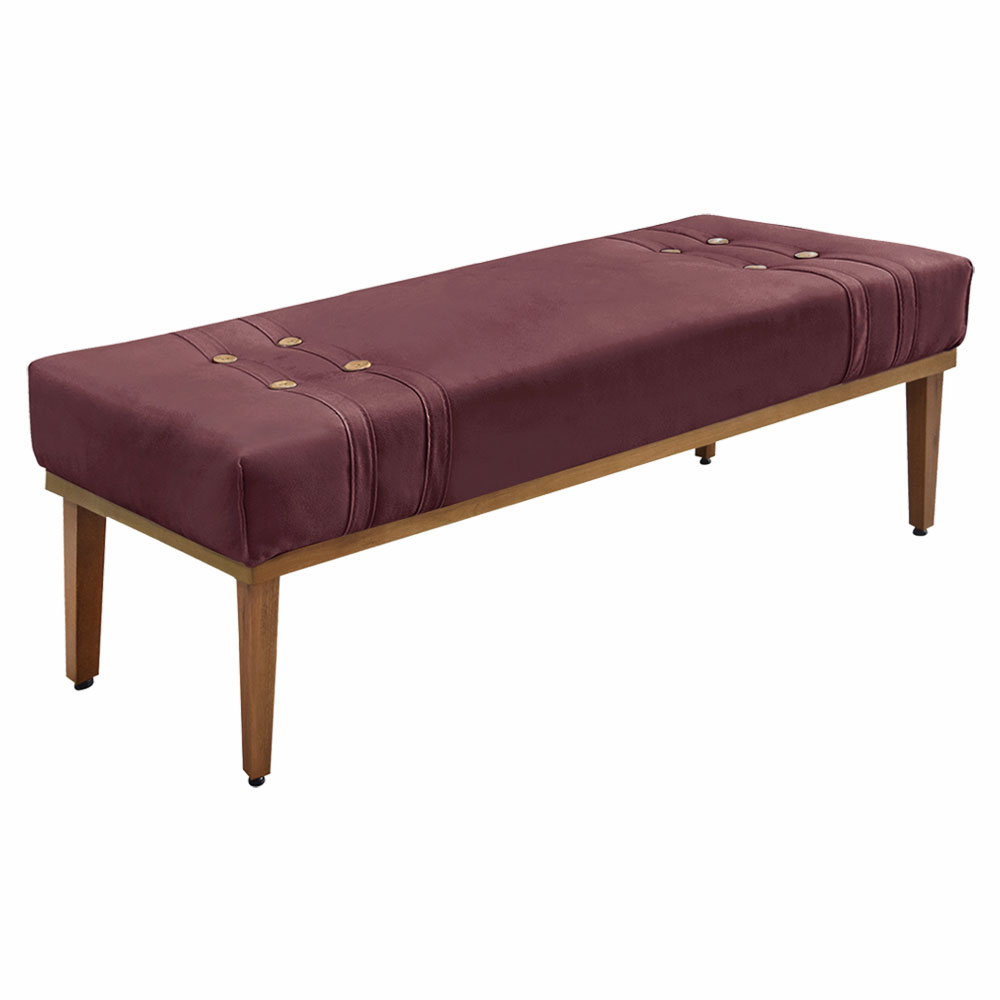 Calçadeira Recamier Queen 1,60m Gênova Veludo Vinho - Pallazio