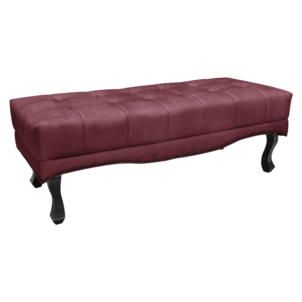 Calçadeira Recamier Queen 1,60m Vicenza Veludo Vinho - Pallazio