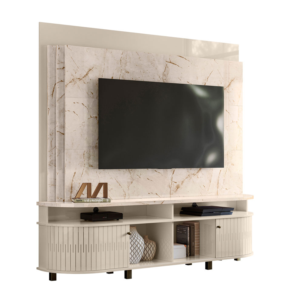 Estante Painel de TV 65 Polegadas 183cm Jude Calacata/Off White - Pallazio