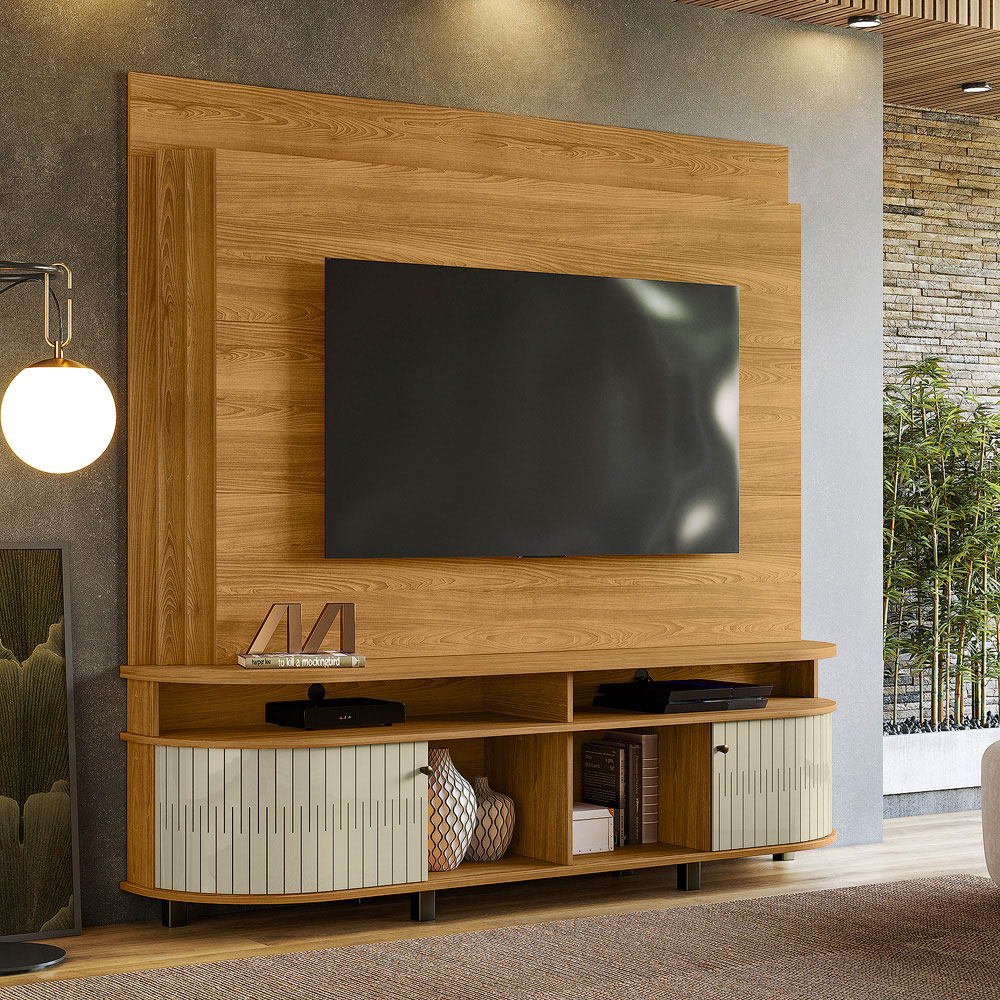 Estante Painel de TV 65 Polegadas 183cm Jude Cumaru/Opala - Pallazio