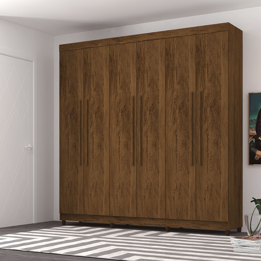 Guarda Roupa Casal 6 Portas 218 cm Elegância Imbuia -  Pallazio