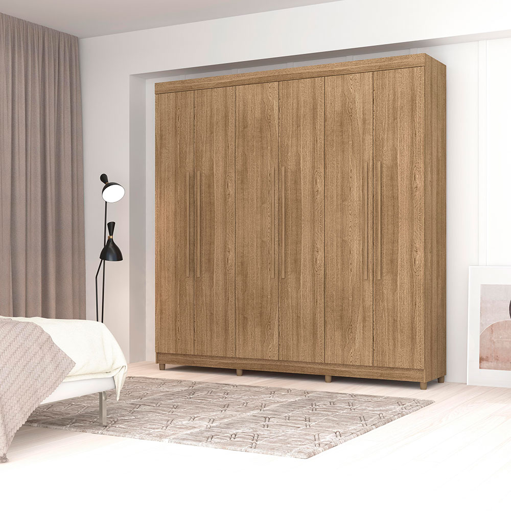 Guarda Roupa Casal 6 Portas 218 cm Elegância Nature -  Pallazio