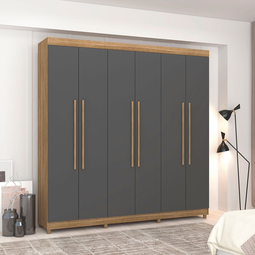 Guarda Roupa Casal 6 Portas 218 cm Elegância Nature/Alasca -  Pallazio