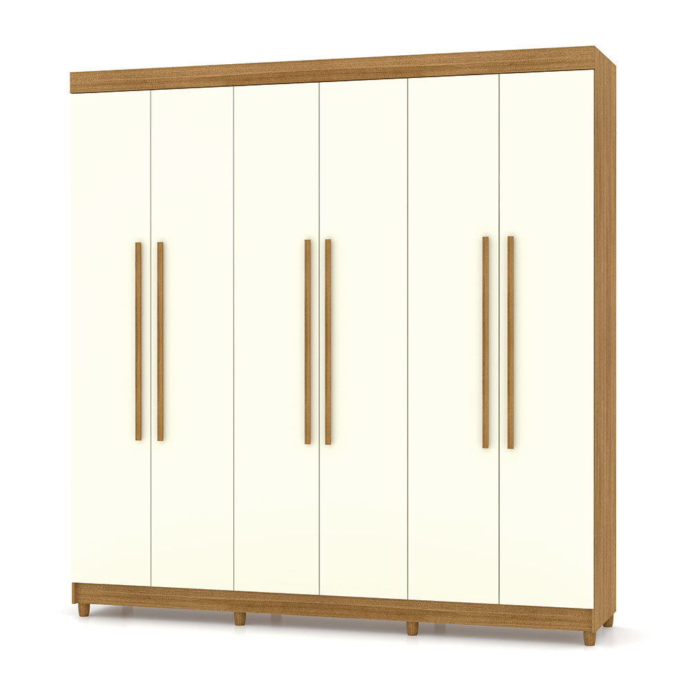 Guarda Roupa Casal 6 Portas 218 cm Elegância Nature/Champanhe -  Pallazio