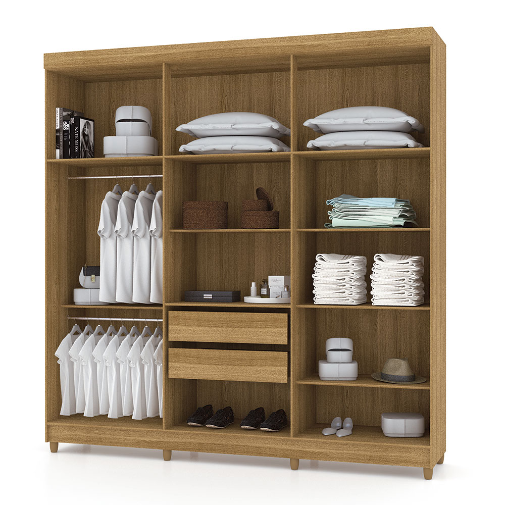 Guarda Roupa Casal 6 Portas 218 cm Elegância Nature/Champanhe -  Pallazio
