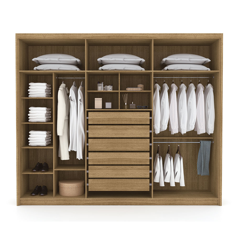 Guarda Roupa Casal 6 Portas e 6 Gavetas 275 cm Majestic Nature/Fendi - Pallazio