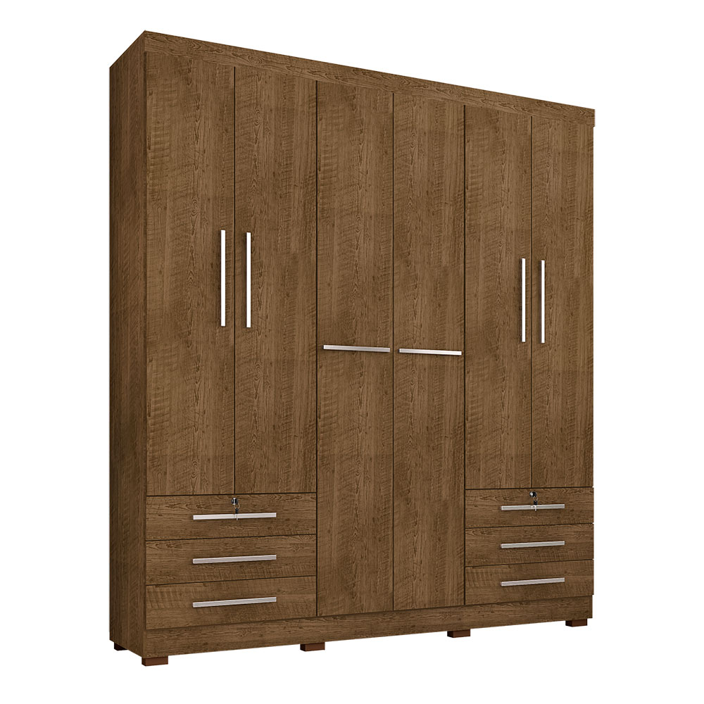 Guarda Roupa Casal Holanda 6 Portas e 6 Gavetas Malbec - Pallazio