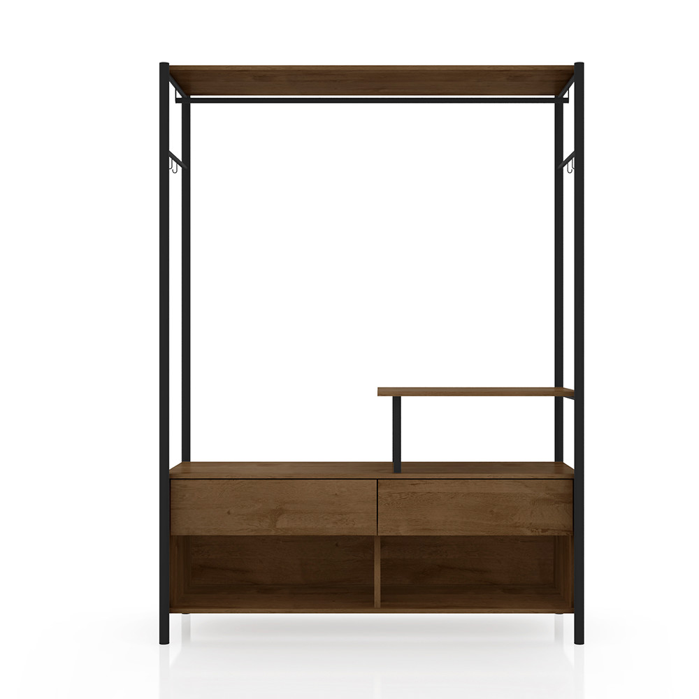 Guarda Roupa Closet Industrial 2 Gavetas Tóquio Preto/Demolição 119cm - Pallazio