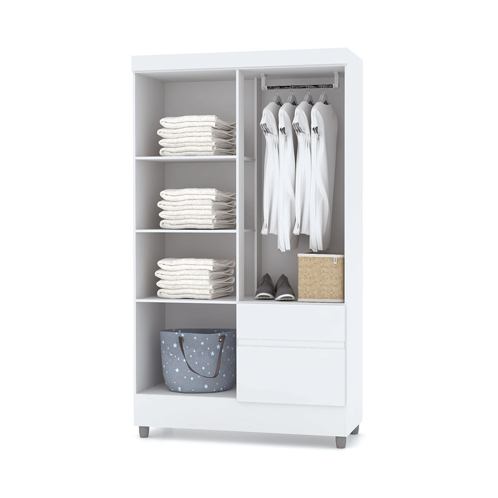 Guarda Roupa Solteiro 4 Portas 102 cm Rio Plus Branco - Pallazio