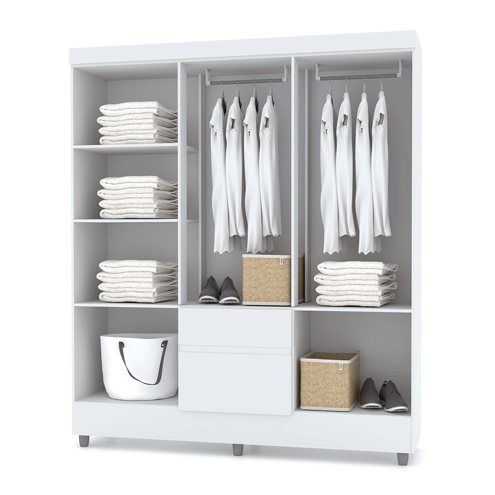 Guarda Roupa Solteiro 6 Portas 153 cm Rio Plus Branco/Camarim - Pallazio