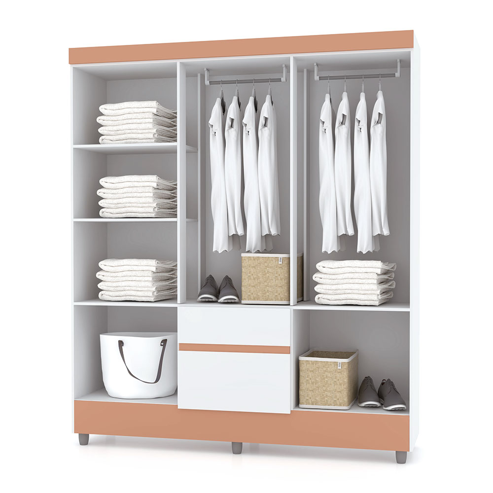 Guarda Roupa Solteiro 6 Portas 153 cm Rio Plus Imbuia - Pallazio