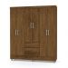 Guarda Roupa Solteiro 6 Portas 153 cm Rio Plus Imbuia/Champanhe - Pallazio