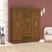 Guarda Roupa Solteiro 6 Portas 153 cm Rio Plus Imbuia/Champanhe - Pallazio
