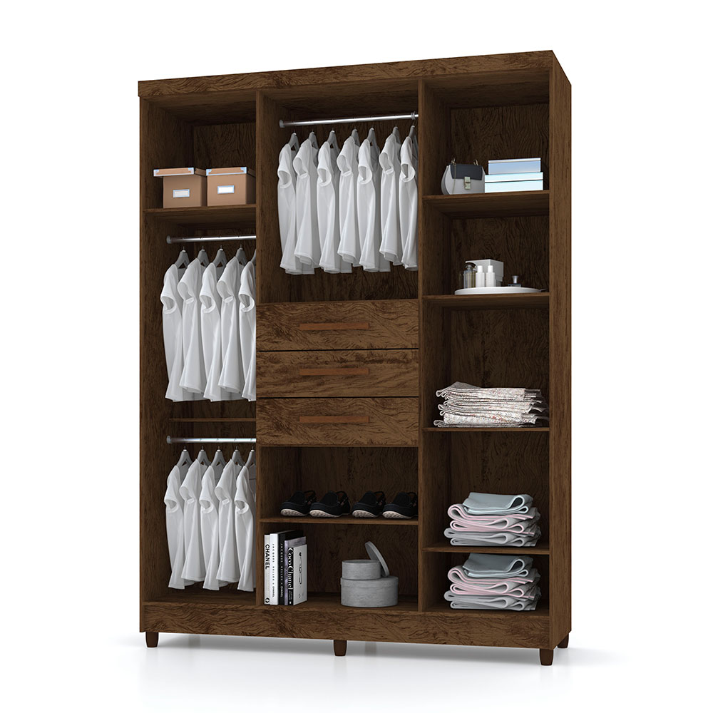 Guarda Roupa Solteiro 6 Portas e 3 Gavetas Imperial Imbuia - Pallazio