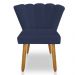 Kit 02 Cadeiras Poltrona Flor Veludo Azul Marinho Pés Palito Castanho - Pallazio