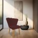 Kit 02 Cadeiras Poltrona Flor Veludo Marsala Pés Palito Castanho - Pallazio