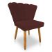 Kit 02 Cadeiras Poltrona Flor Veludo Marsala Pés Palito Castanho - Pallazio