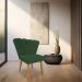 Kit 02 Cadeiras Poltrona Flor Veludo Verde Pés Palito Castanho - Pallazio