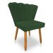 Kit 02 Cadeiras Poltrona Flor Veludo Verde Pés Palito Castanho - Pallazio