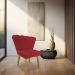 Kit 02 Cadeiras Poltrona Flor Veludo Vermelho Pés Palito Castanho - Pallazio