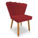 Kit 02 Cadeiras Poltrona Flor Veludo Vermelho Pés Palito Castanho - Pallazio