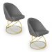 Kit 02 Cadeiras Poltrona de Jantar Bela Linho Grafite Base Metálica Luxo Dourado - Pallazio