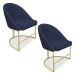 Kit 02 Cadeiras Poltrona de Jantar Bela Suede Azul Marinho Base Metálica Industrial Dourado - Pallazio
