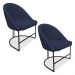 Kit 02 Cadeiras Poltrona de Jantar Bela Suede Azul Marinho Base Metálica Industrial Preto - Pallazio