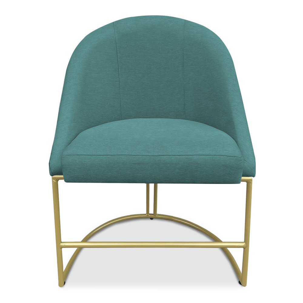 Kit 02 Cadeiras Poltrona de Jantar Bela Suede Azul Turquesa Base Metálica Industrial Dourado - Pallazio