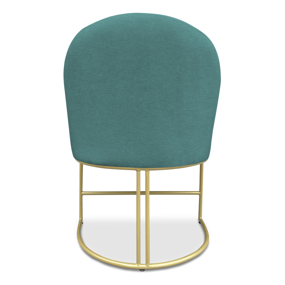 Kit 02 Cadeiras Poltrona de Jantar Bela Suede Azul Turquesa Base Metálica Industrial Dourado - Pallazio