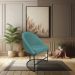 Kit 02 Cadeiras Poltrona de Jantar Bela Suede Azul Turquesa Base Metálica Industrial Preto - Pallazio