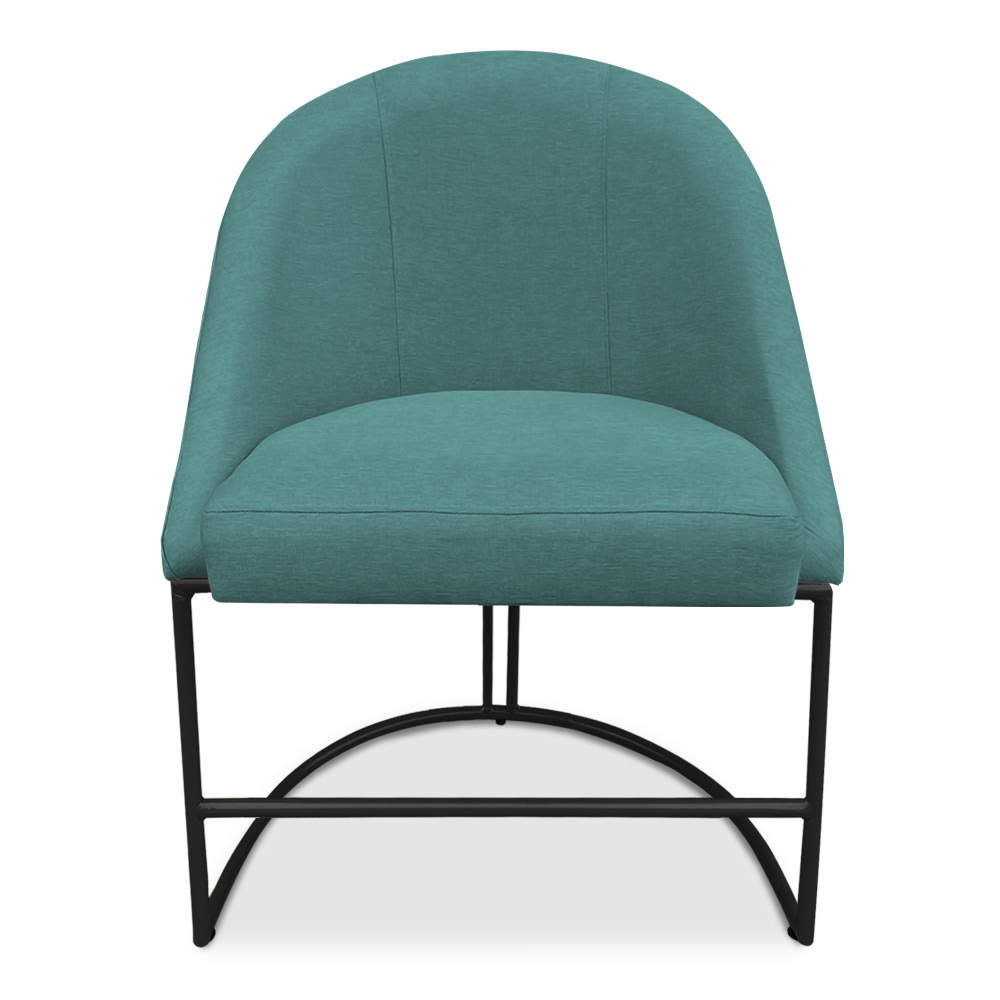 Kit 02 Cadeiras Poltrona de Jantar Bela Suede Azul Turquesa Base Metálica Industrial Preto - Pallazio