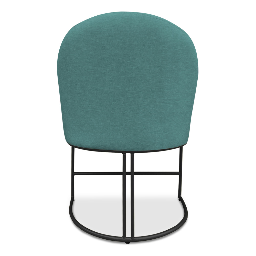 Kit 02 Cadeiras Poltrona de Jantar Bela Suede Azul Turquesa Base Metálica Industrial Preto - Pallazio