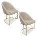 Kit 02 Cadeiras Poltrona de Jantar Bela Suede Base Metálica Industrial Dourado - Pallazio