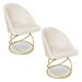 Kit 02 Cadeiras Poltrona de Jantar Bela Suede Bege Base Metálica Luxo Dourado - Pallazio