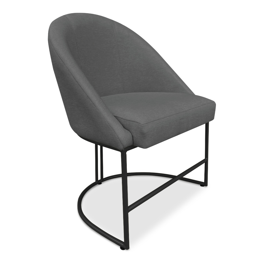Kit 02 Cadeiras Poltrona de Jantar Bela Suede Grafite Base Metálica Industrial Preto - Pallazio
