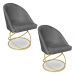 Kit 02 Cadeiras Poltrona de Jantar Bela Suede Grafite Base Metálica Luxo Dourado - Pallazio