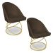 Kit 02 Cadeiras Poltrona de Jantar Bela Suede Marrom Base Metálica Luxo Dourado - Pallazio