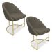 Kit 02 Cadeiras Poltrona de Jantar Bela Suede Marrom Rato Base Metálica Industrial Dourado - Pallazio