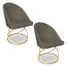 Kit 02 Cadeiras Poltrona de Jantar Bela Suede Marrom Rato Base Metálica Luxo Dourado - Pallazio