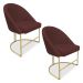 Kit 02 Cadeiras Poltrona de Jantar Bela Suede Marsala Base Metálica Industrial Dourado - Pallazio
