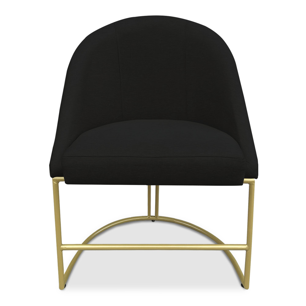 Kit 02 Cadeiras Poltrona de Jantar Bela Suede Preto Base Metálica Industrial Dourado - Pallazio