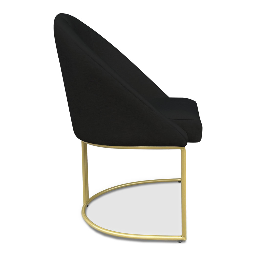 Kit 02 Cadeiras Poltrona de Jantar Bela Suede Preto Base Metálica Industrial Dourado - Pallazio