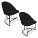 Kit 02 Cadeiras Poltrona de Jantar Bela Suede Preto Base Metálica Industrial Preto - Pallazio