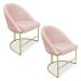 Kit 02 Cadeiras Poltrona de Jantar Bela Suede Rosa Bebê Base Metálica Industrial Dourado - Pallazio