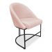 Kit 02 Cadeiras Poltrona de Jantar Bela Suede Rosa Bebê Base Metálica Industrial Preto - Pallazio