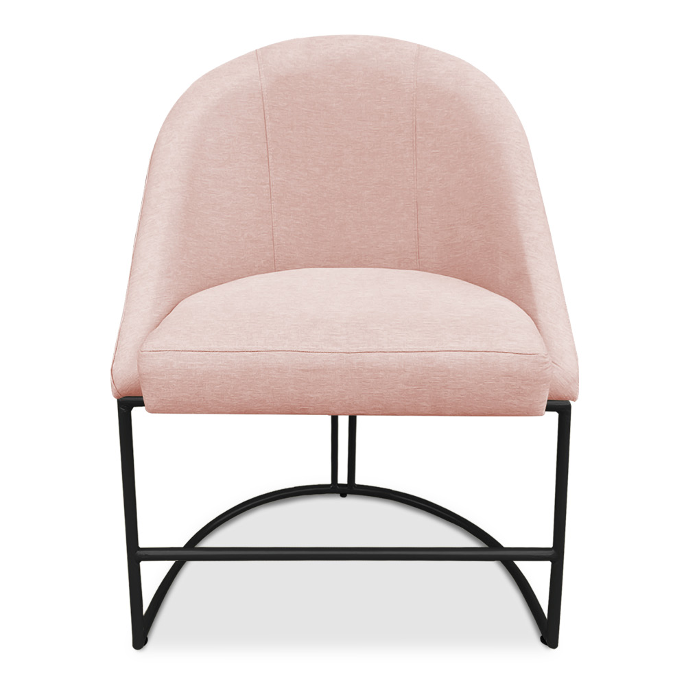 Kit 02 Cadeiras Poltrona de Jantar Bela Suede Rosa Bebê Base Metálica Industrial Preto - Pallazio