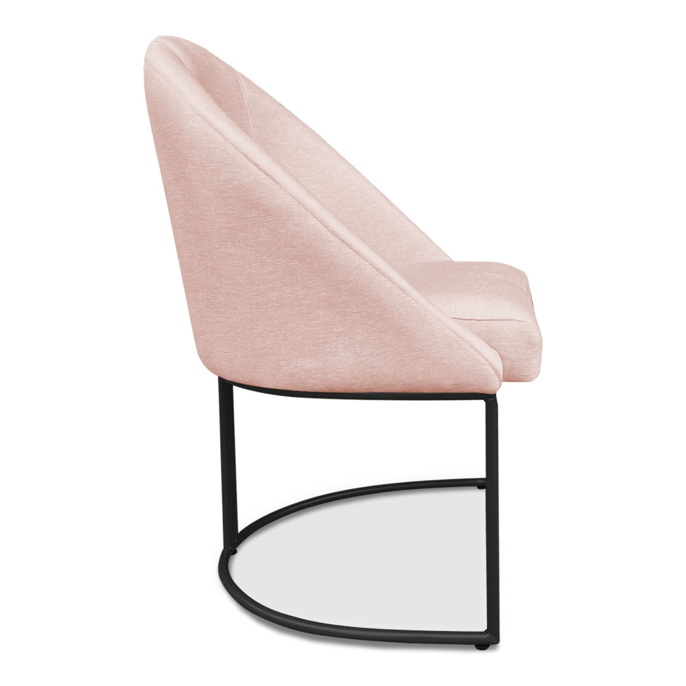 Kit 02 Cadeiras Poltrona de Jantar Bela Suede Rosa Bebê Base Metálica Industrial Preto - Pallazio