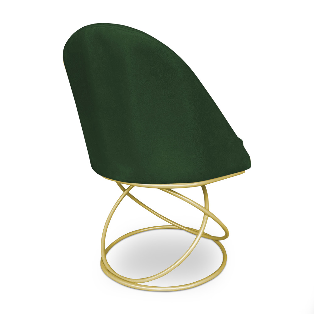 Kit 02 Cadeiras Poltrona de Jantar Bela Suede Verde Base Metálica Luxo Dourado - Pallazio