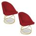 Kit 02 Cadeiras Poltrona de Jantar Bela Suede Vermelho Base Metálica Luxo Dourado - Pallazio